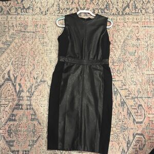 SPANX Black Leather Midi Dress
